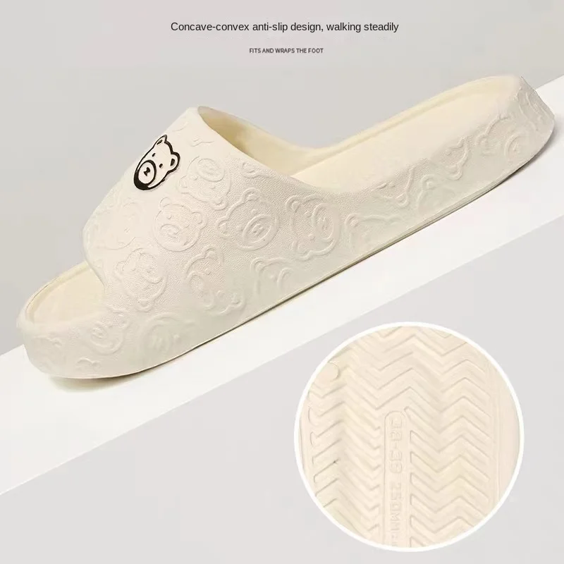 Thick Sole Summer Beach Slides Mens Bath Anti-Slip Slipper Large Size 49 Soft Sandals Fashion Women Flip-Flops Cartoon Bear Shoe