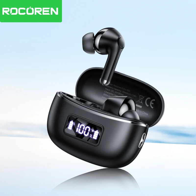 Rocoren Echo R02 In-Ear Digital True Wireless Bluetooth Headset Bluetooth 5.4 Noise Cancelling With Microphone Bass Stereo Sound