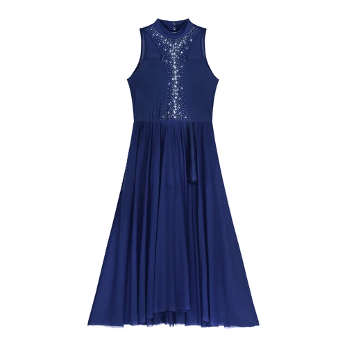 Imagen 2 del producto Vestidos de danza contemporánea lírica de Ballet con diamantes de imitación brillantes para mujer, disfraz de gimnasia, leotardo artístico de patinaje artístico