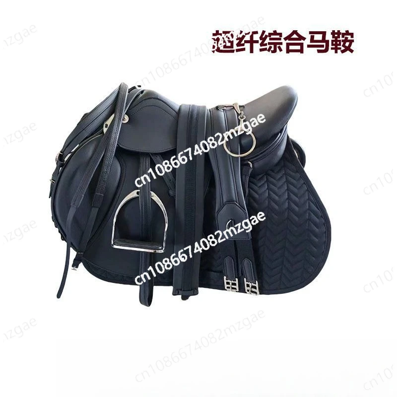 Comprehensive saddle full set of British equestrian teaching wild riding microfiber double belly with obstacle coach