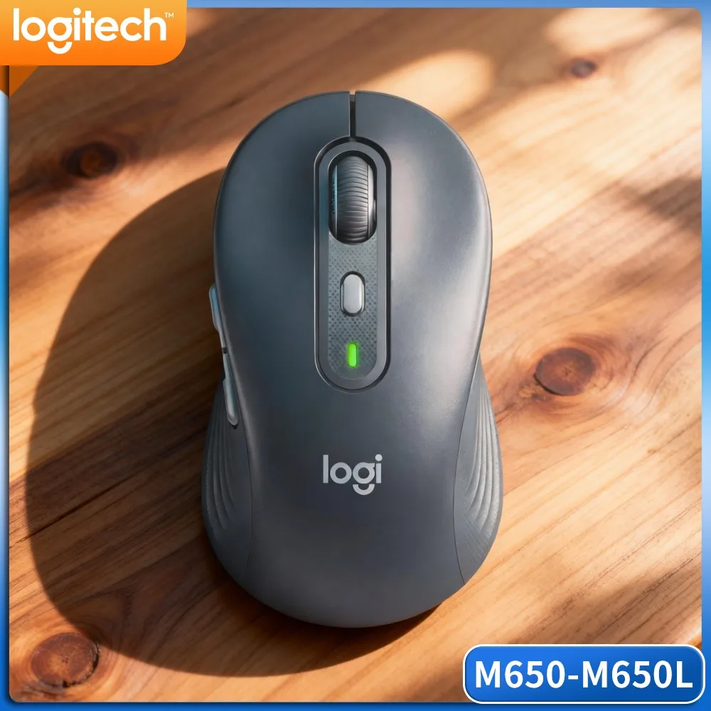 Logitech M650 Signature Ergonomic Mouse Wireless Anti Slip Rubber Grip Long Lasting Battery Multi Device Pairing Office Work
