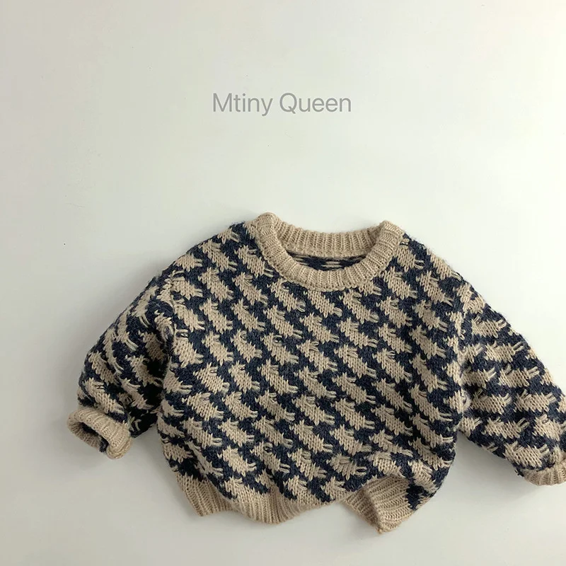 

Boys' outerwear sweater 2025 new style lapel crochet knit sweater cotton flower warm autumn and winter Christmas gift clothing