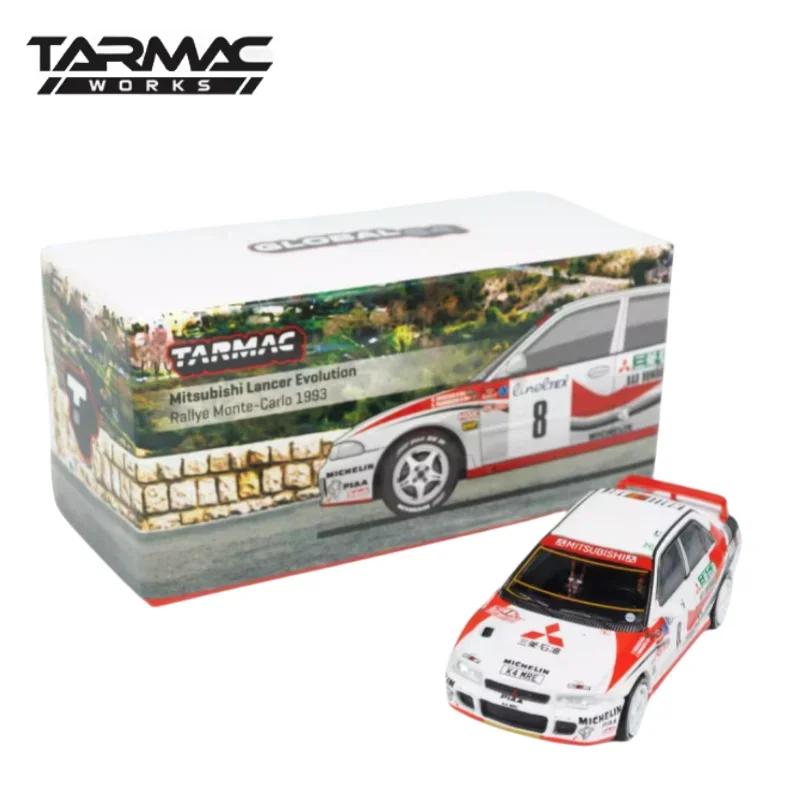 Tarmac Works 1:64 Mitsubishi Lancer Evo modelo de aleación, colección infantil de juguetes decorativos, para regalos navideños infantiles.