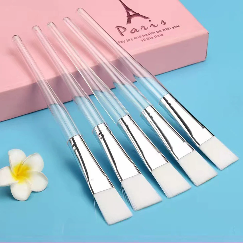 Spazzola per maschera facciale da 10 pezzi Spazzola per applicatore facciale a testa morbida con manico in plastica trasparente per strumenti per la cura della pelle SPA e salone