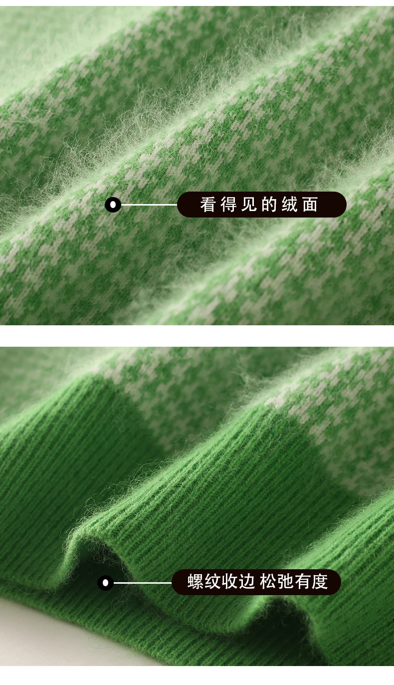 

TLOML New Women‘s 100% Mink Cashmere Sweater Mock Neck Thick Pullover Autumn Winter Plaid Cashmere Knitwear Soft Warm Comfy Top