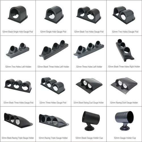 Imagen 2 del producto Pod de calibre de coche de 2 pulgadas y 52mm, soporte Universal negro individual, doble, Triple, para conducción izquierda y derecha, Pod de calibre automático