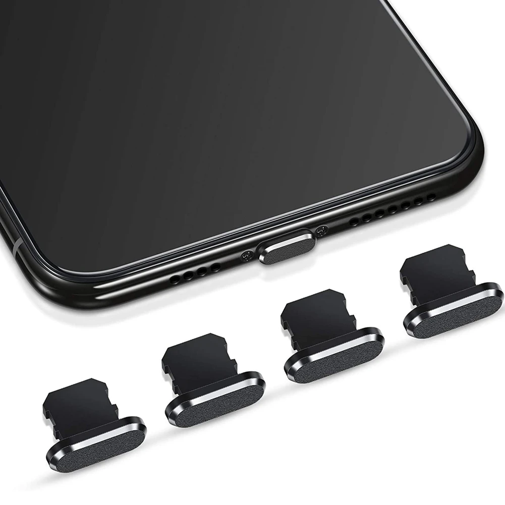 4 Pieces Anti Dust Plugs Charging Port Stopper Cap Soft Housing Slim Case Cover for iPhone for iPhone 13/12/11-Black