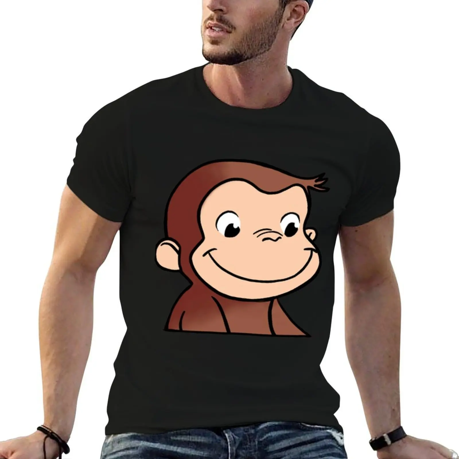 

George 100% t luxury Curious men shirt cotton man funny t (3) cotton shirts tshirt 100% brand T-Shirt