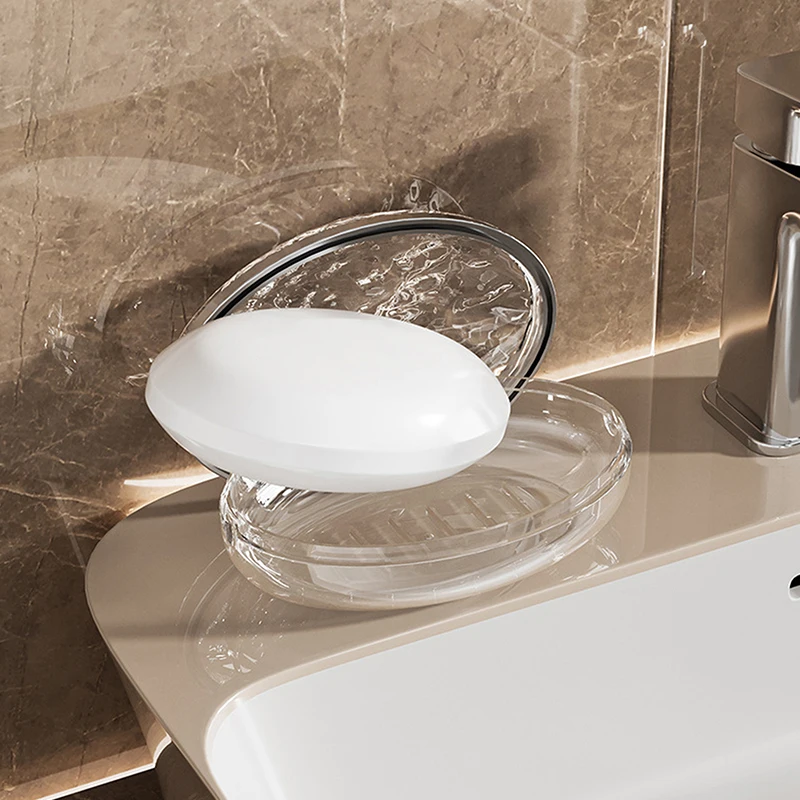 Travel Water Ripple Ellipse Soap Dish Drain With Lid Bathroom Originality Soap Box Keeps Soap Dry Soap Dish