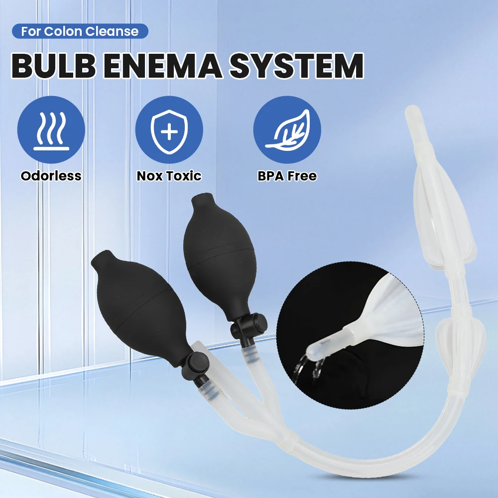 

Bidet Silicone Enema Douche Bulb Dual Side Openings Elastic Inflatable Double Bulb Flushing System for Health Care