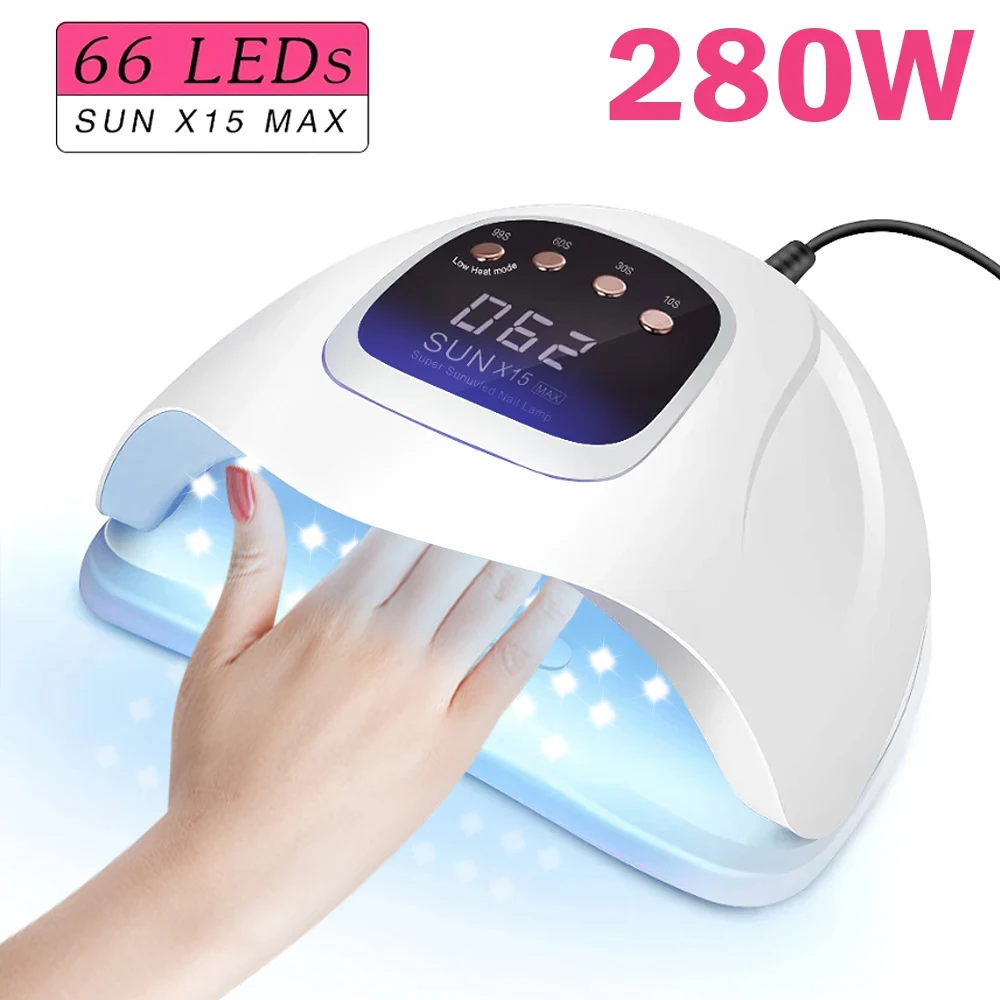 280W 66LEDs Powerful Uv Led Nail Dryer Nail Lamp For Curing All Gel Nail Polish Professional Lamp Light Manicure Equipment