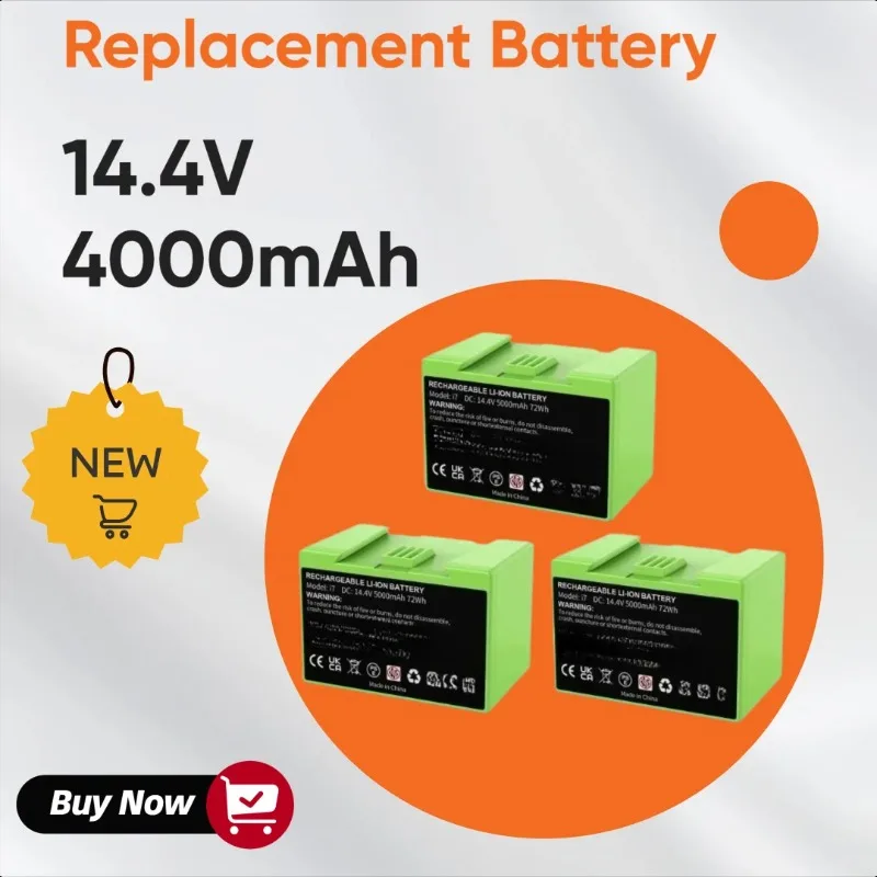 

14.4V 4000mAh I7 Battery Replacement for IRobot Roomba E and I Series I7+ E5 7150 7550 I3 3150 I3+ 3550 I4 4150 I4+ 4624864