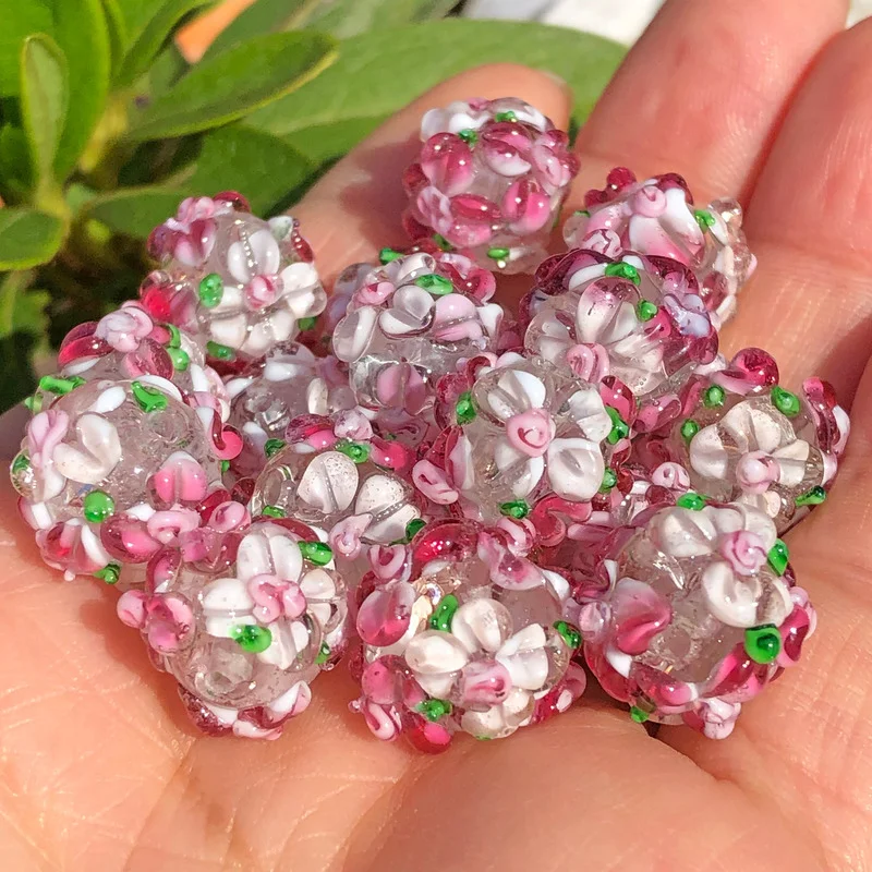 1/5/Pc12mm Large Murano Multi-color Flower Lampwork Glass Loose Spacer Beads For Jewerly Making Diy Bracelet Earring Accessories