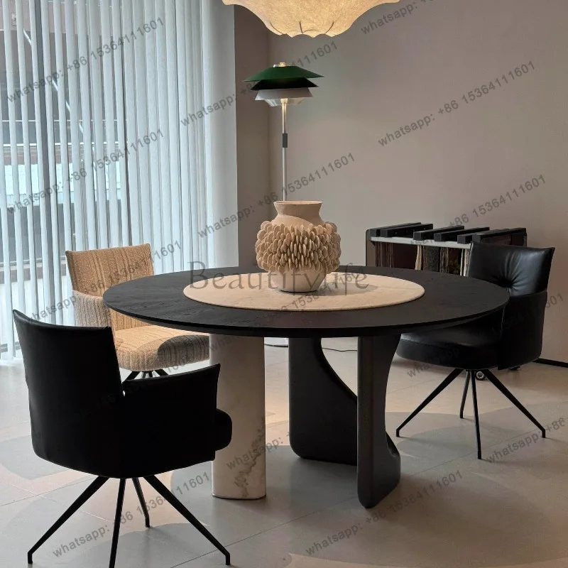 LJY Party Unique Dining Table Modern Designer Nordic Luxury Salon Round Dinner Table Hotel Living Room Mesa De Jantar Home Furni