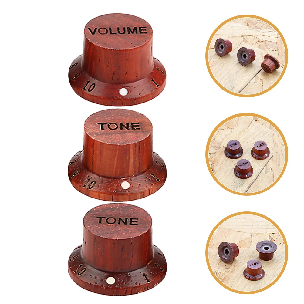

3Pcs Wood Electric Guitar Volume Tone Control Knob Replacement Caps Potentiometer Bass Effects Amplifier Practical Instrument
