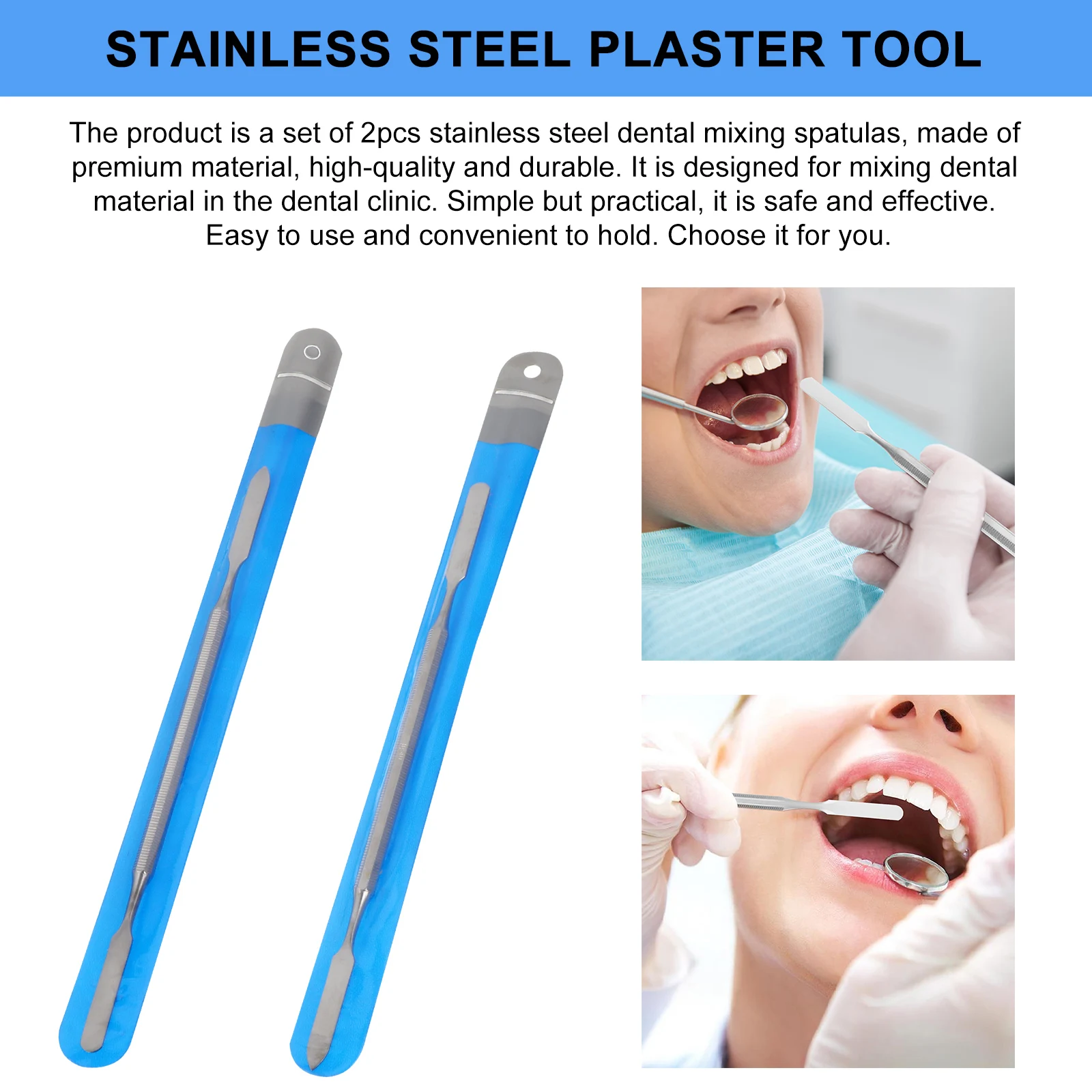 

2pcs StainlessSteelScrapersDentalMixingSpatulaShovelPlasterTool Lightweight Portable ForDentistryClinic Laboratory
