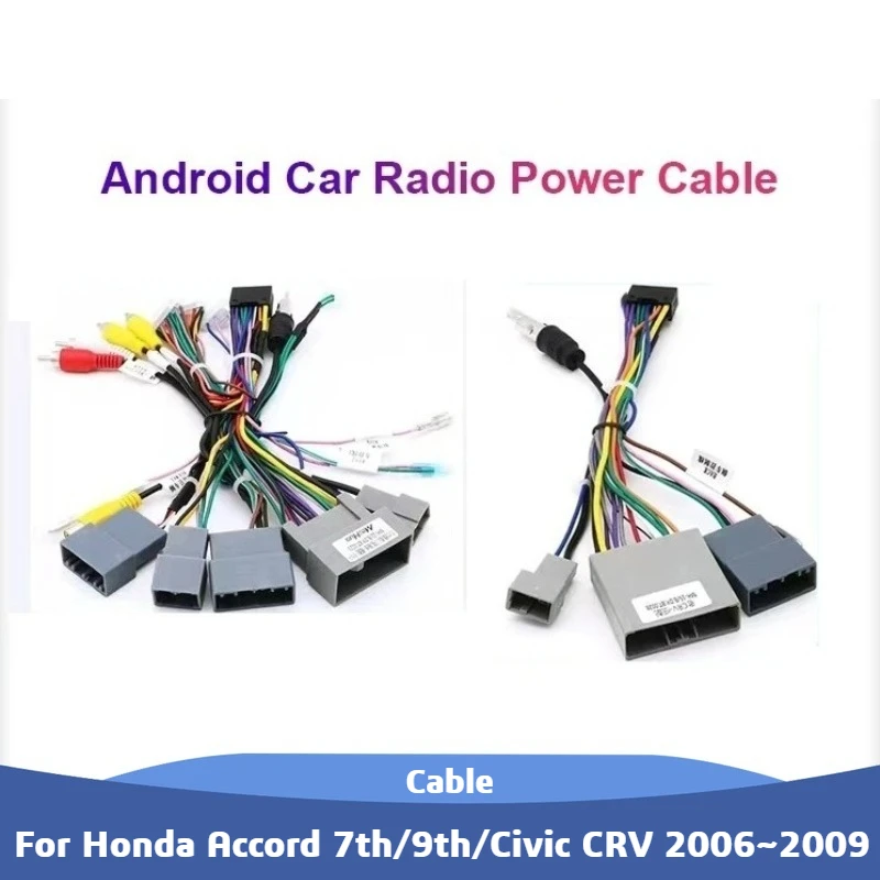 Adaptador de cablagem de rádio de carro de 16 pinos para Honda Accord 7th/9th/Civic CRV 2006 ~ 2009 Android cabo de alimentação de rádio de carro multimídia