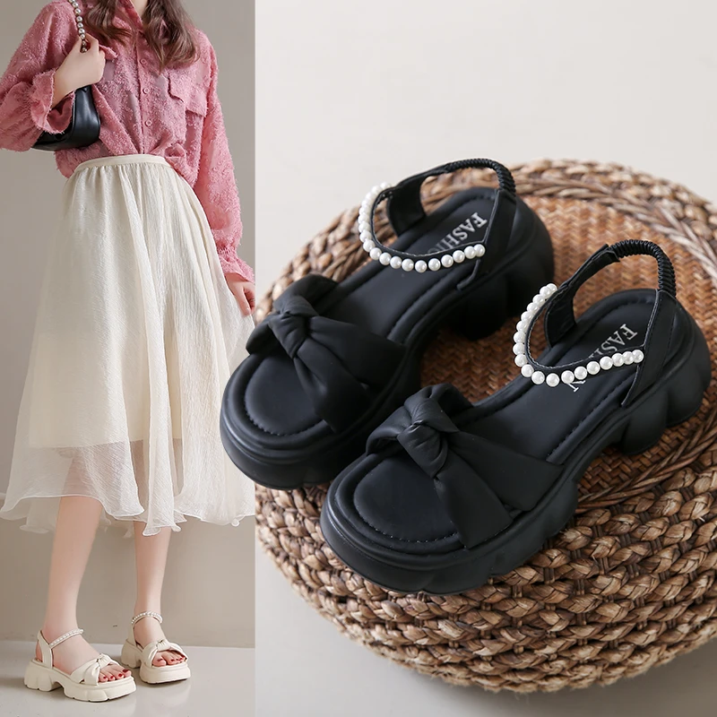 

2024 Summer Square Women Sandals Open Toe Heel Clear Sandals Crystal Square Toe Shoes Mid-heel Fashion Bowknot Elastic Band