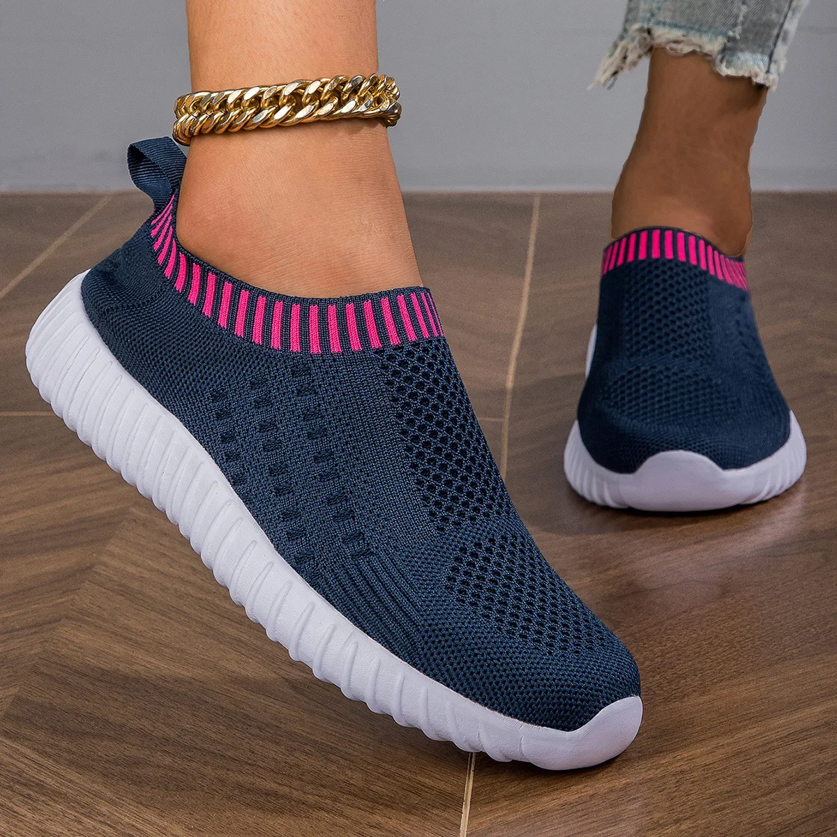 Women Casual Flats Shoes Fashion Breathable Walking Mesh Flat Shoes Sneakers Women Gym Vulcanized TenisShoes Female Footwear