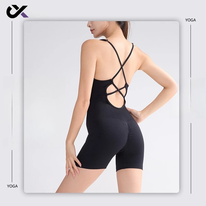 

Yoga Sleeveless Backless Gym Wear Featuring Cross Back Design Built Bra Pads Ideal for Sports Gym Wear Gym Set Women Crop Tops