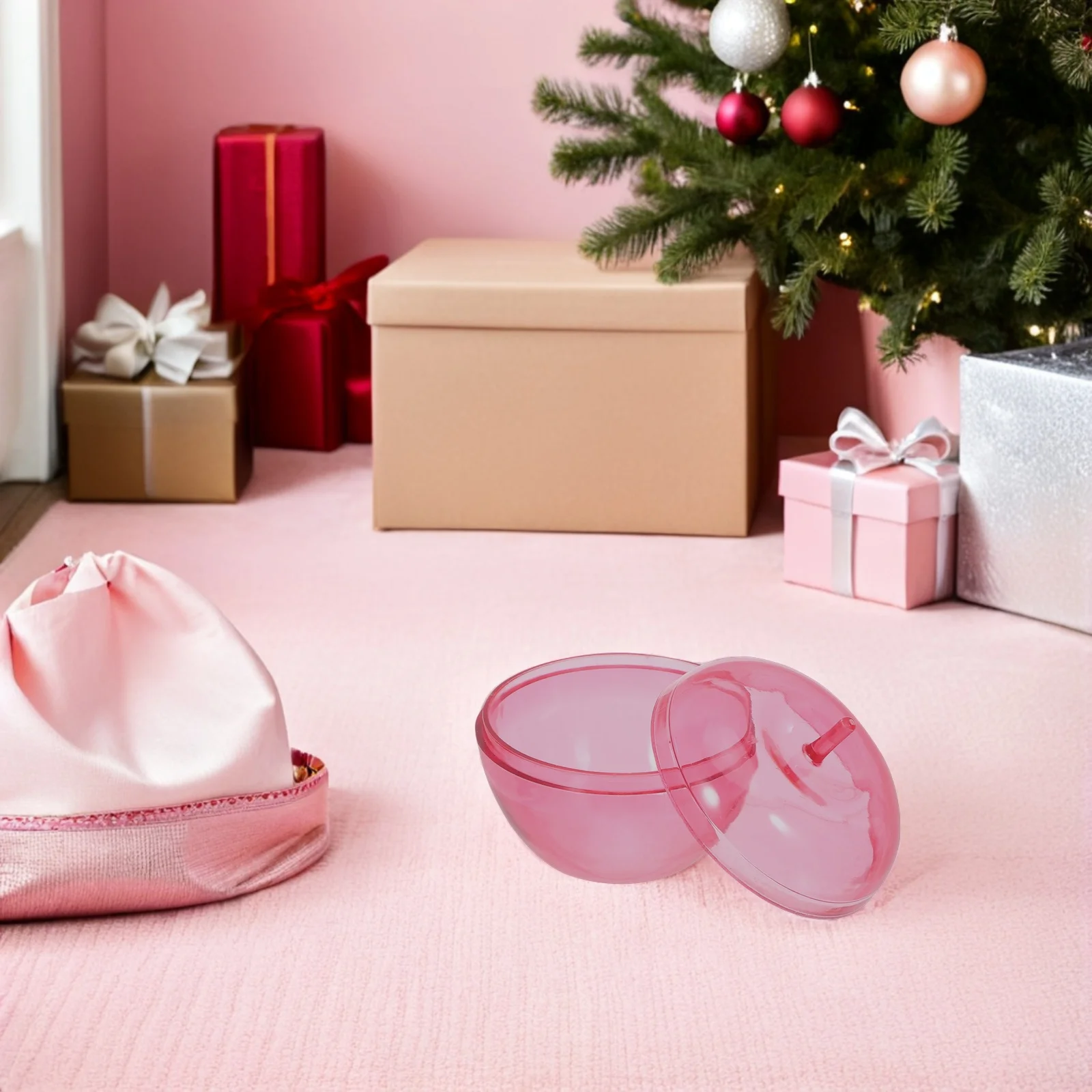 

24pcs Christmas Apple Storage Container Apple Shaped Candy Boxes Plastic Holiday Treat Box - Transparent Party Favor