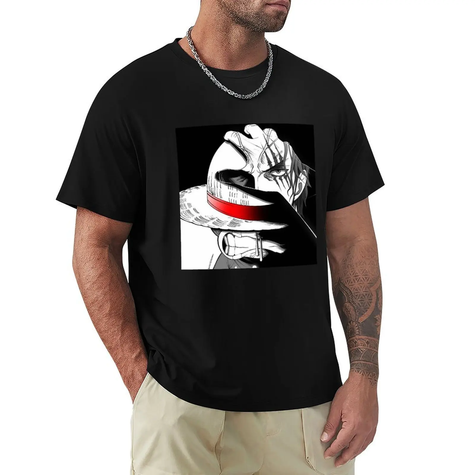 one hand eyes scarry T-Shirt Soft Basic Cotton Short Sleeve Tee