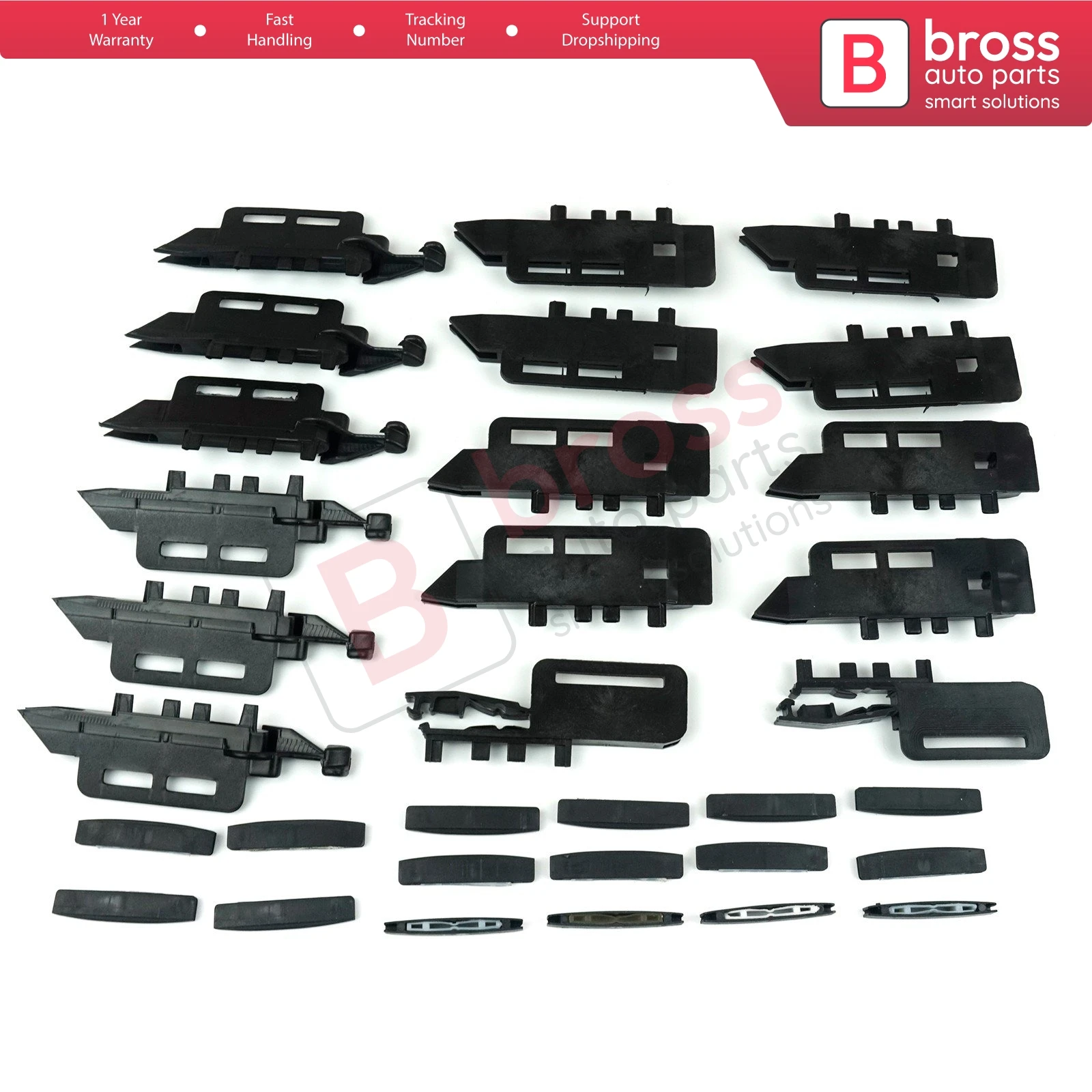 Bross-Juego de reparación de cortinas panorámicas de techo, Set de reparación de cortinas de techo solar BSR580, 83A05A, 8301 Q2, 00089087 para Peugeot 407 SW 2004-2011, 32 piezas