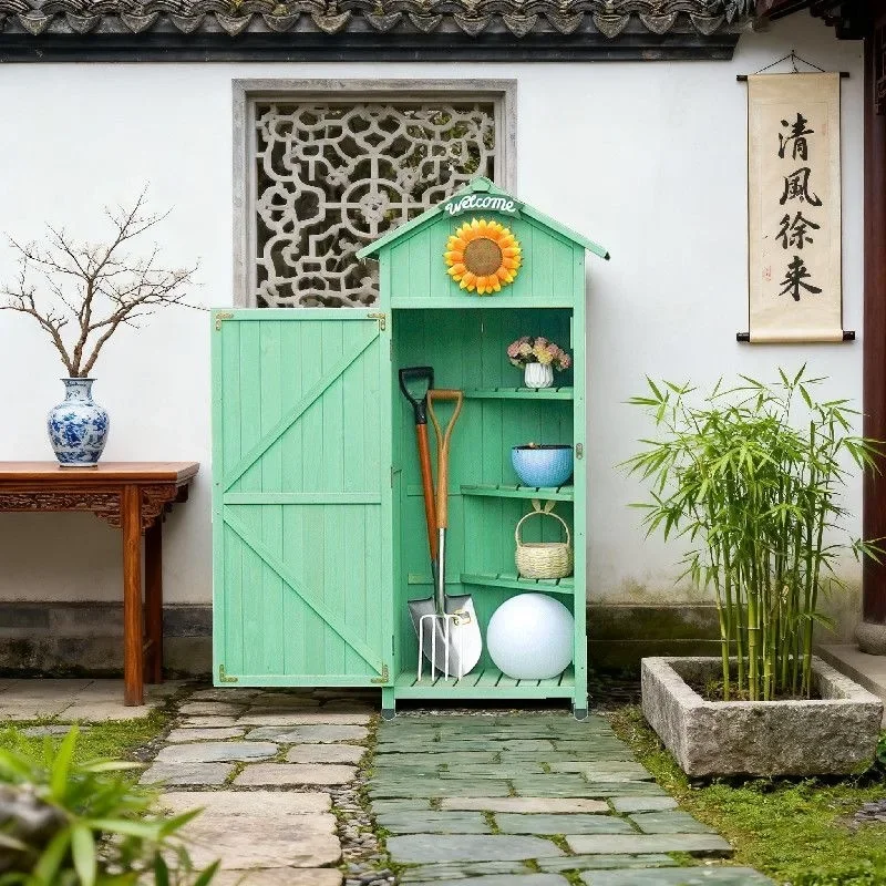 DSA Solid Wood Toolbox Storage Cabinet Sunscreen Waterproof Locker Courtyard Storage Outdoor Balcony Rainproof Garden