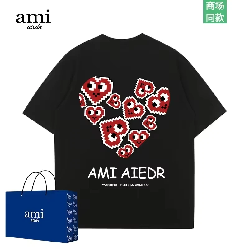 

2025 Summer Novelty Men's and Women's Short Sleeved T-shirt Pure Cotton Shirt Luxury Brand Round Neck Sports Loose Fit