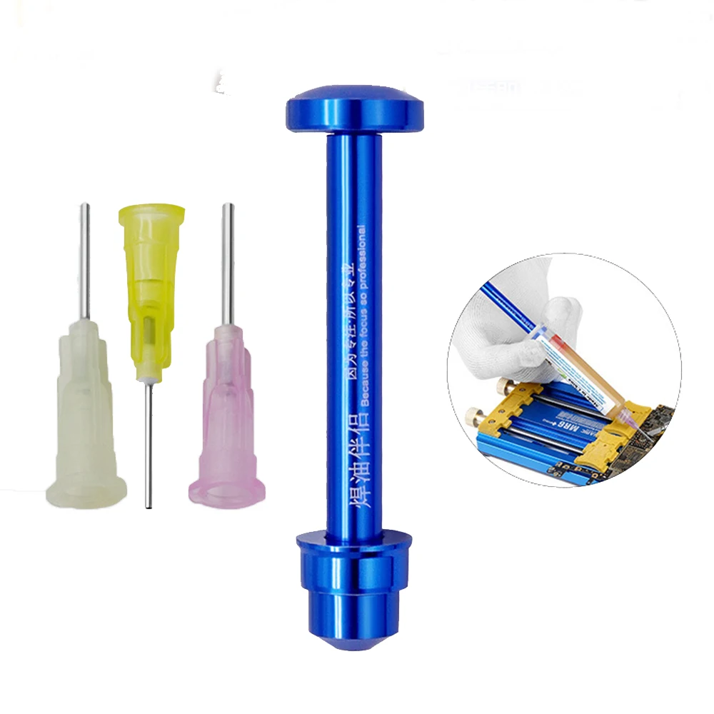 1Piece Solder Booster Aluminum alloy Booster Paste Flux Welding Soldering Oil Pusher Manual Syringe Plunger Dispenser Repair