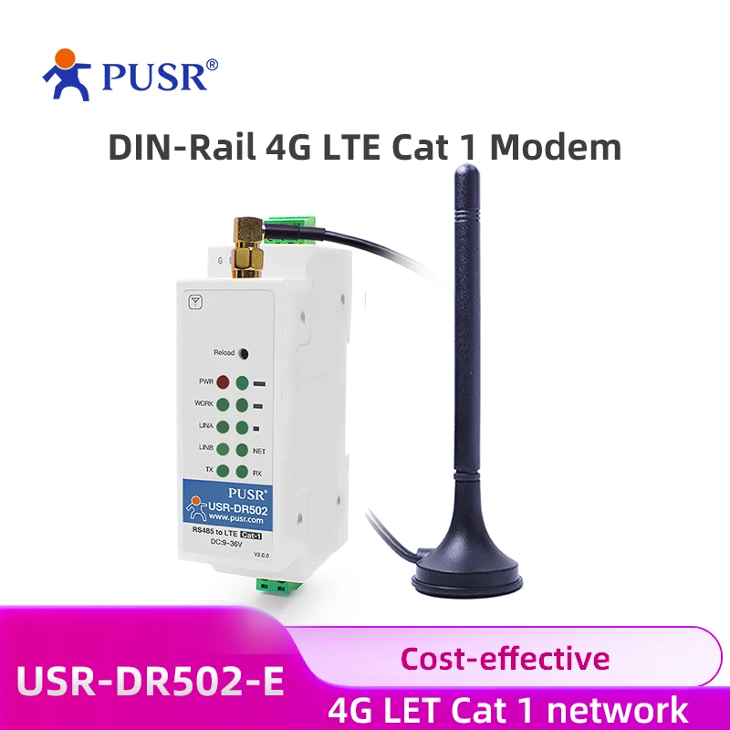 PUSR-módem móvil GSM GPRS Serial RS485, 4G, LTE, Cat 1, protocolo de distribución, Europa, USR-DR502-E