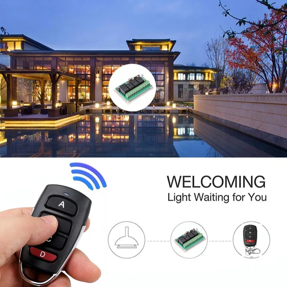 433 ميجا هرتز العالمي لاسلكي للتحكم عن بعد تيار مستمر 12 فولت 4CH وحدة التتابع استقبال EV1527 اللاسلكية التحكم عن بعد التبديل لمحرك تيار مستمر لتقوم بها بنفسك