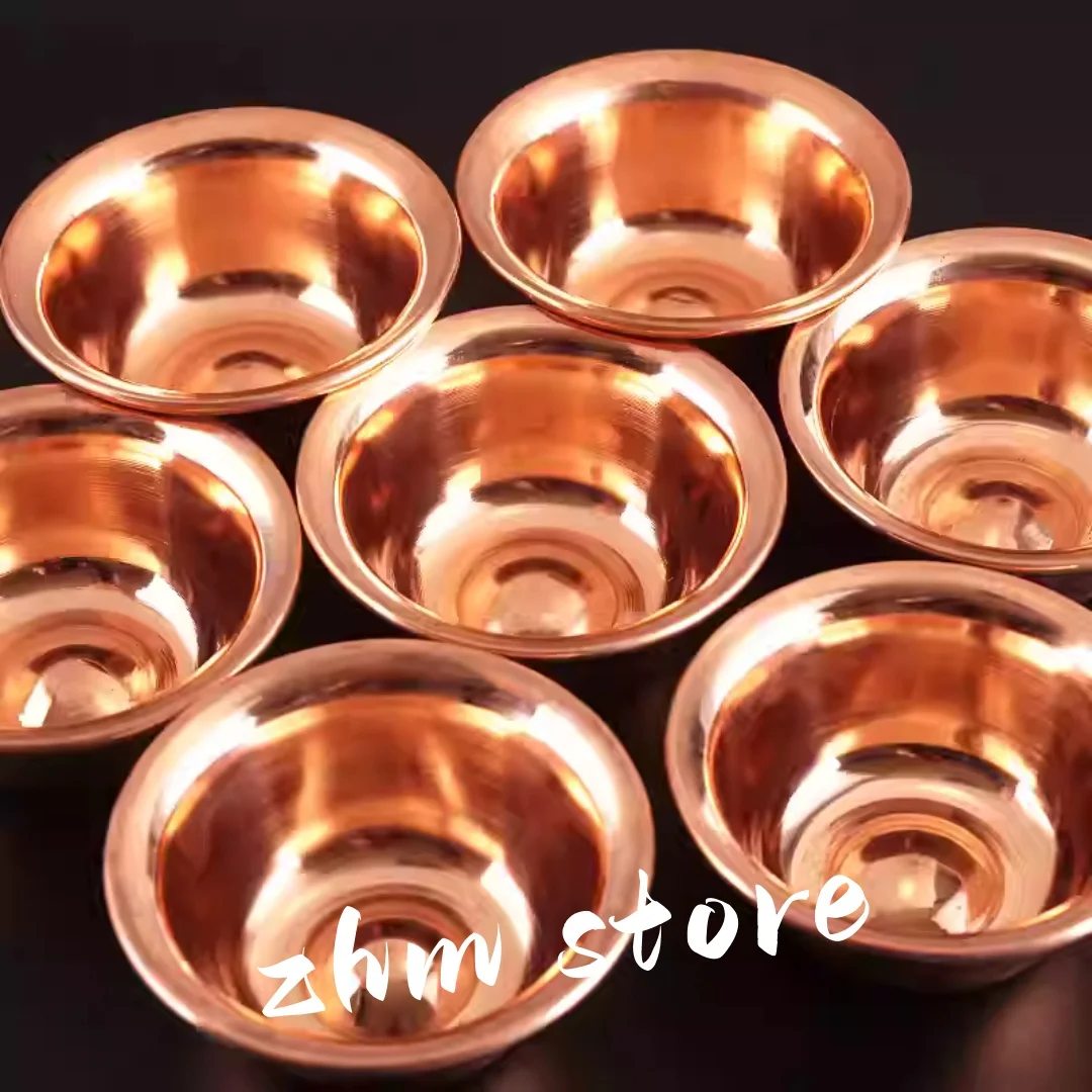 Pure Copper Water Supply Bowls Set Flat-Bottomed Purification Cups for Water Treatment