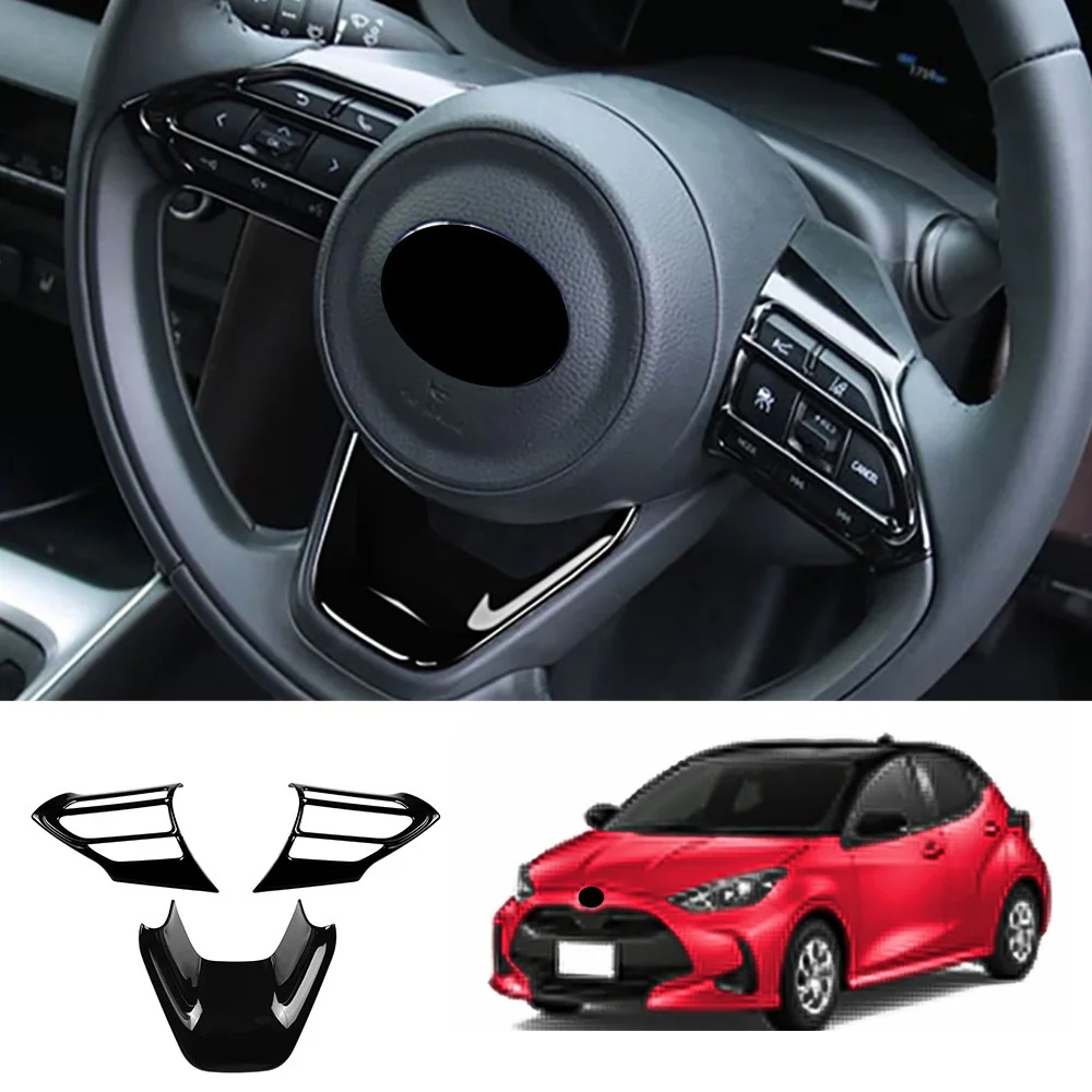 ABS Black Interior Accessories For Toyota Yaris Cross 2020- 2022 2023 Window Switch Panel Cover Steering Wheel Button Cover Trim