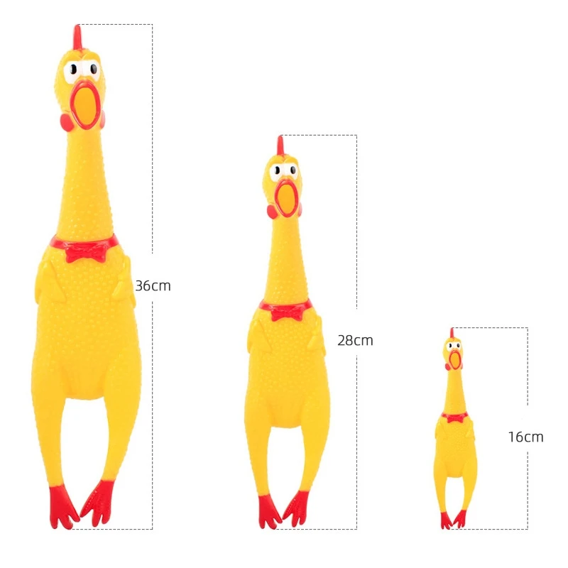 Dog Sounding Toy Screaming Chicken Pet Dog Toy Releasing Chicken Squeeze Sound Dog Chew Toy Durable Yellow Rubber 16CM 30CM 38CM