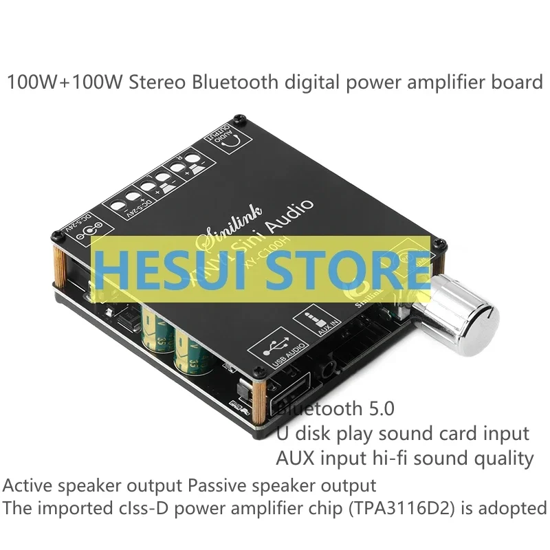 XY-C100H 100W*2 HiFI level Bluetooth Stereo digital power amplifier board module TPA3116D2 TPA3116 Module