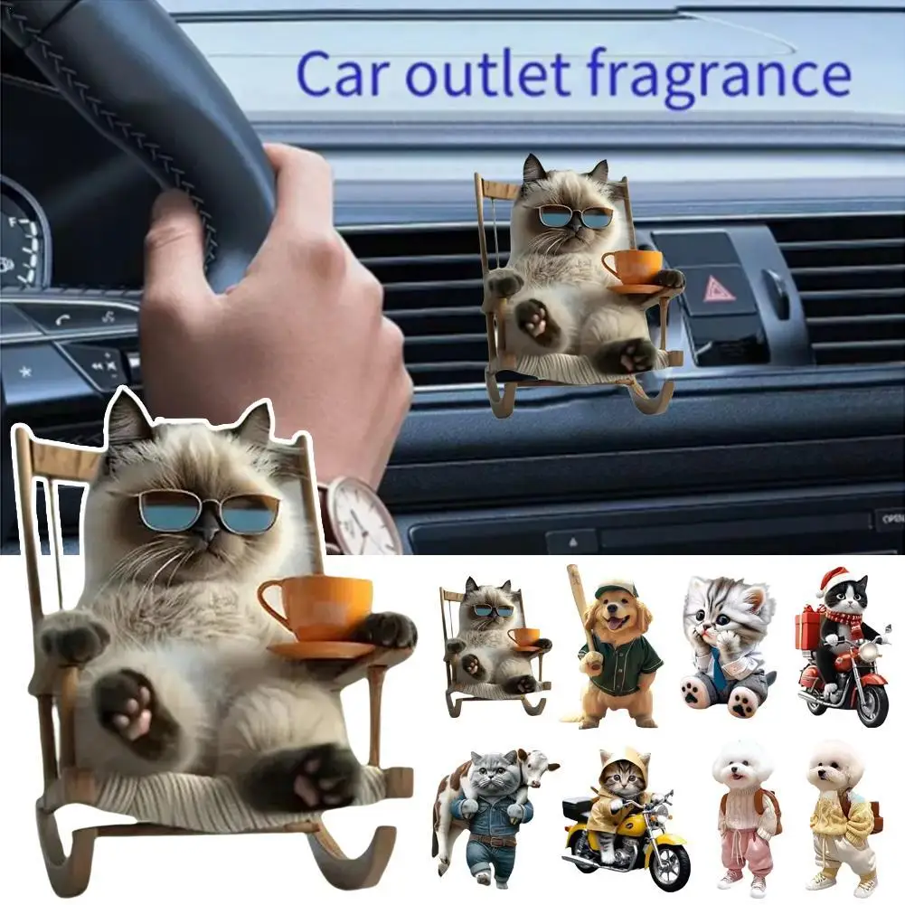 2D Car Pendant Acrylic Dog Drop Ornament Universal Auto Rearview Mirror Interior Decor Dog Hanging Decoration Toy Gift