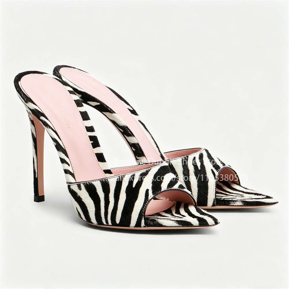 Zebra Print Faux Pony Hair Sti - Peep Toe Heels ulasan dan harga