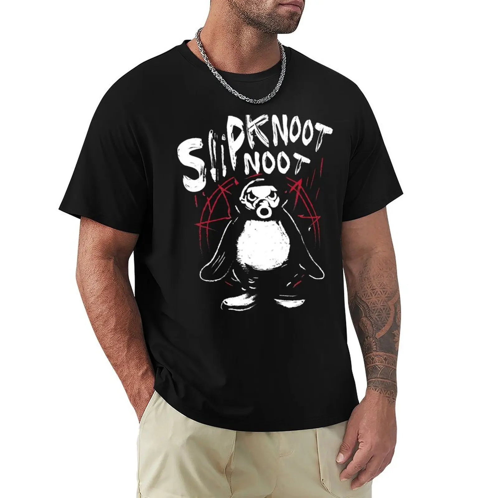 

Slipknoot noot penguin death metal goth hard rock T-Shirt anime graphic t shirts Men's clothing