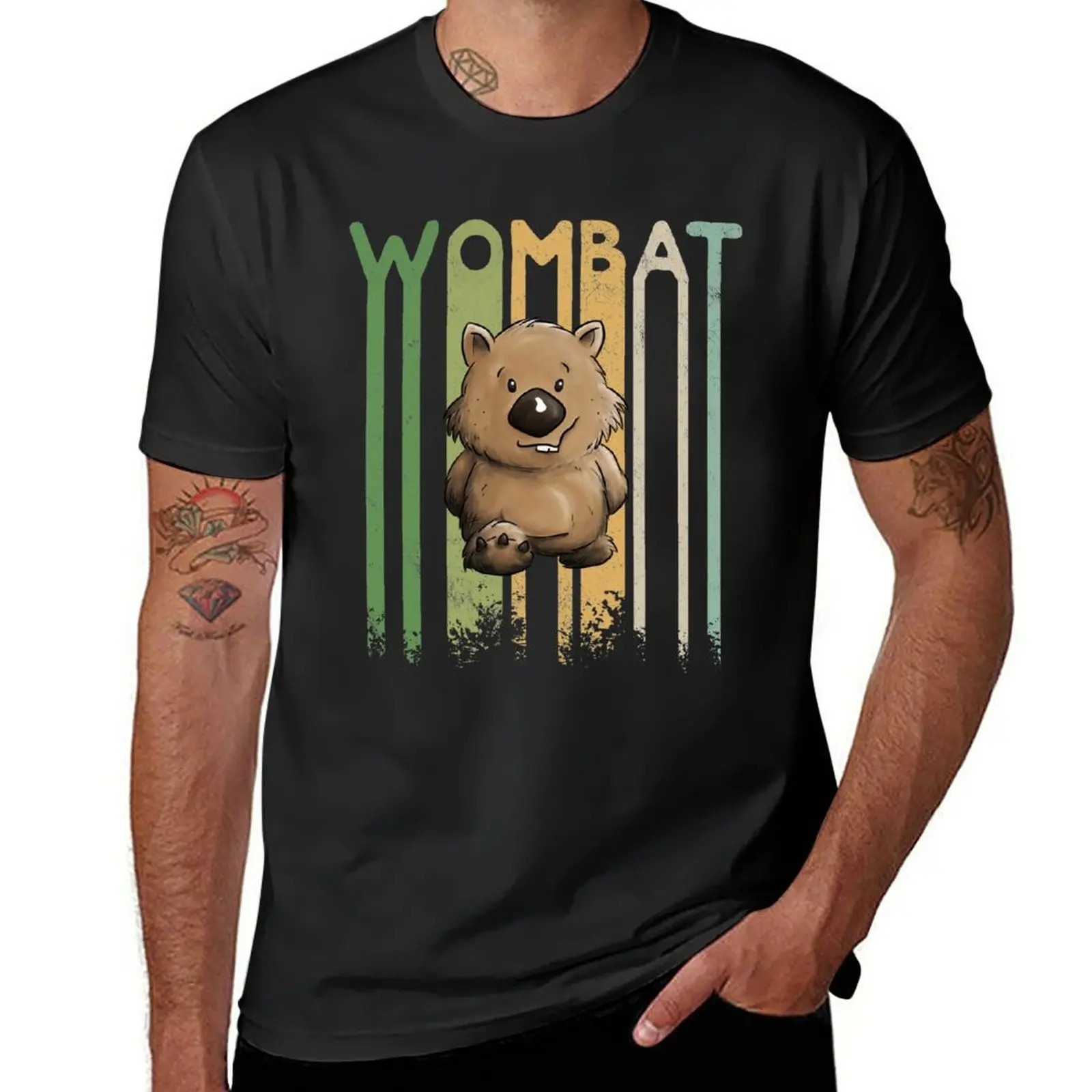 

New Funky Retro Style Cute Cartoon Marsupial Wombat T-Shirt custom t shirt boys t shirts designer t shirt men