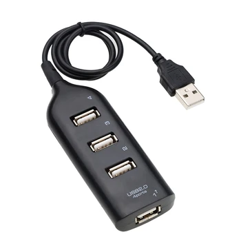 케이블이 달린 미니 USB 분배기 허브, PC 노트북 노트북 액세서리용 고속 다중 소켓, 전원 어댑터 사용, 4 포트 USB 허브