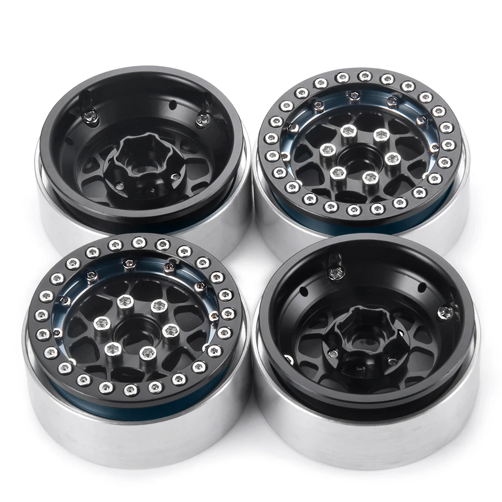 YEAHRUN 1/4Pcs Aluminum Alloy Beadlock 1.9inch Wheel Rims Hub for Axial SCX10 Wraith TRX-4 1/10 RC Crawler Car Truck Model Parts