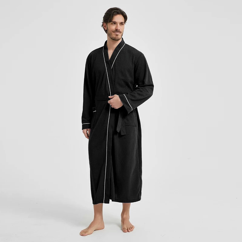 Soft Terry Towel Couple Bathrobe Long Hotel Robe Men Dressing Gown Long Sleeve Water Uptake Sleep Lounge Nightgown With Pocket