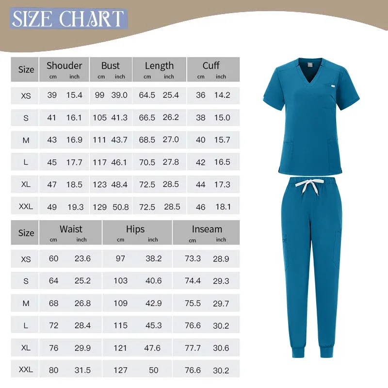 Surgical Uniforms Woman Scrub Set Medical Nurse Beauty Salon Workwear Clinical Scrubs Top + Pant Spa Doctor Nursing Tunic Suit