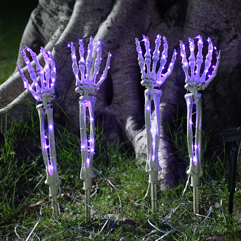 

Halloween LED Light String Solar Powered Luminous Skeleton Ghost Hand Ground Inserted Light Arrangement Prop Decoration Light