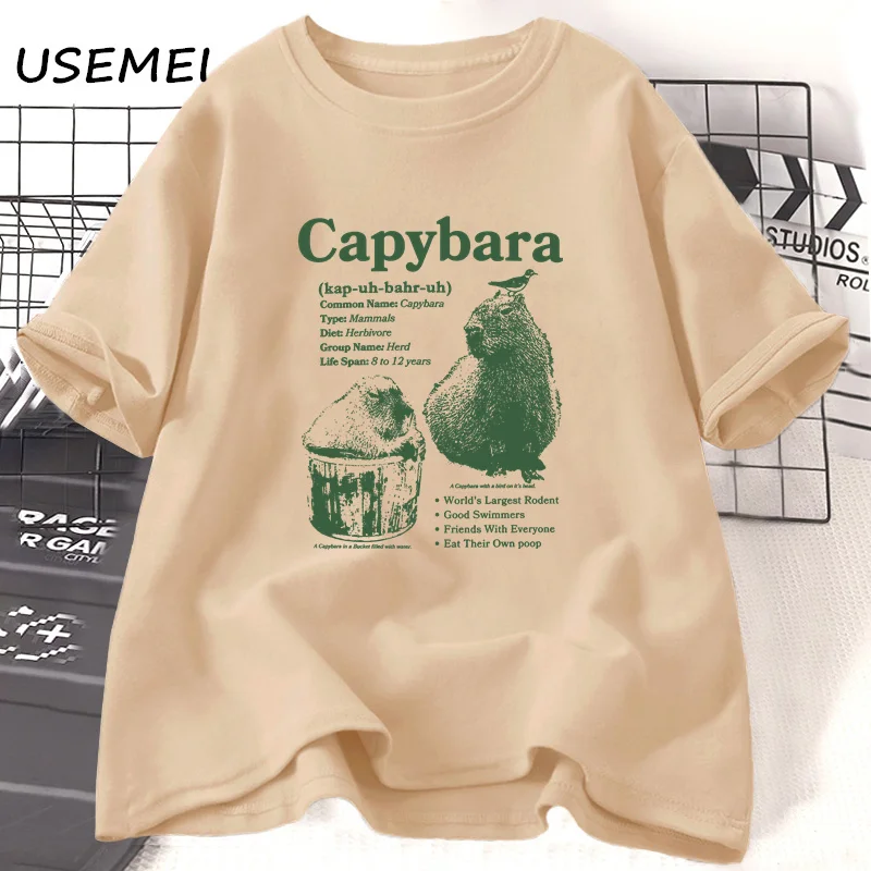 Capybara T-shirt Women Men Vintage Sience Theme Graphic Tee Trending Funny Cotton Short Sleeve T Shirt Summer Animal Tee Clothes