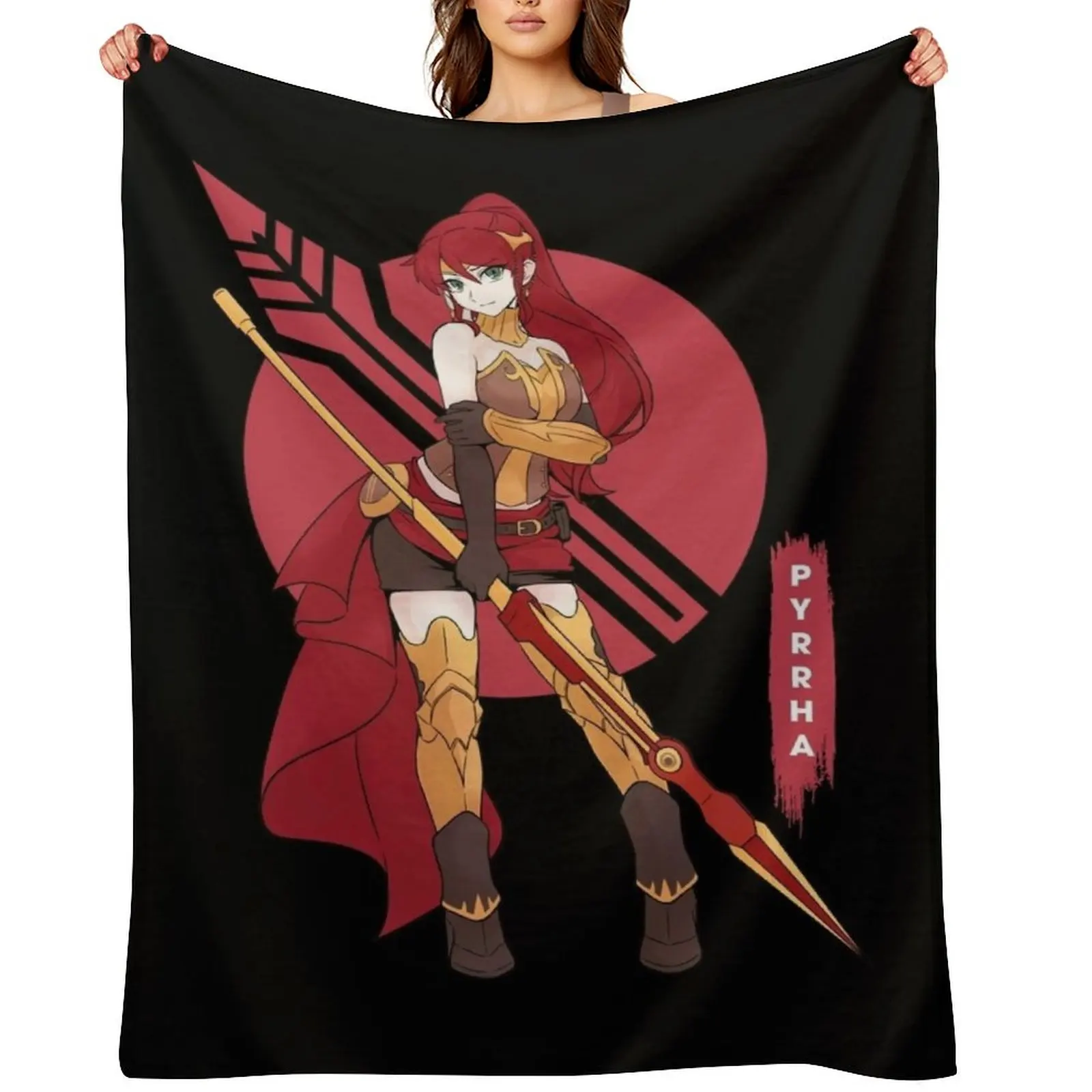 

Pyrrha Nikos anime girl pretty Throw Blanket Plaid on the sofa Cute Plaid Bed linens Flannel Fabric Blankets