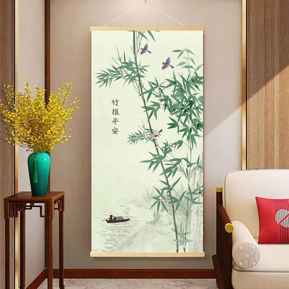 Bamboo Forest Retro Beautiful Nature Bamboo Minimalist Wall Art Print Canvas Painting Posters for Living Room Modern Home Decor - Detail 1
