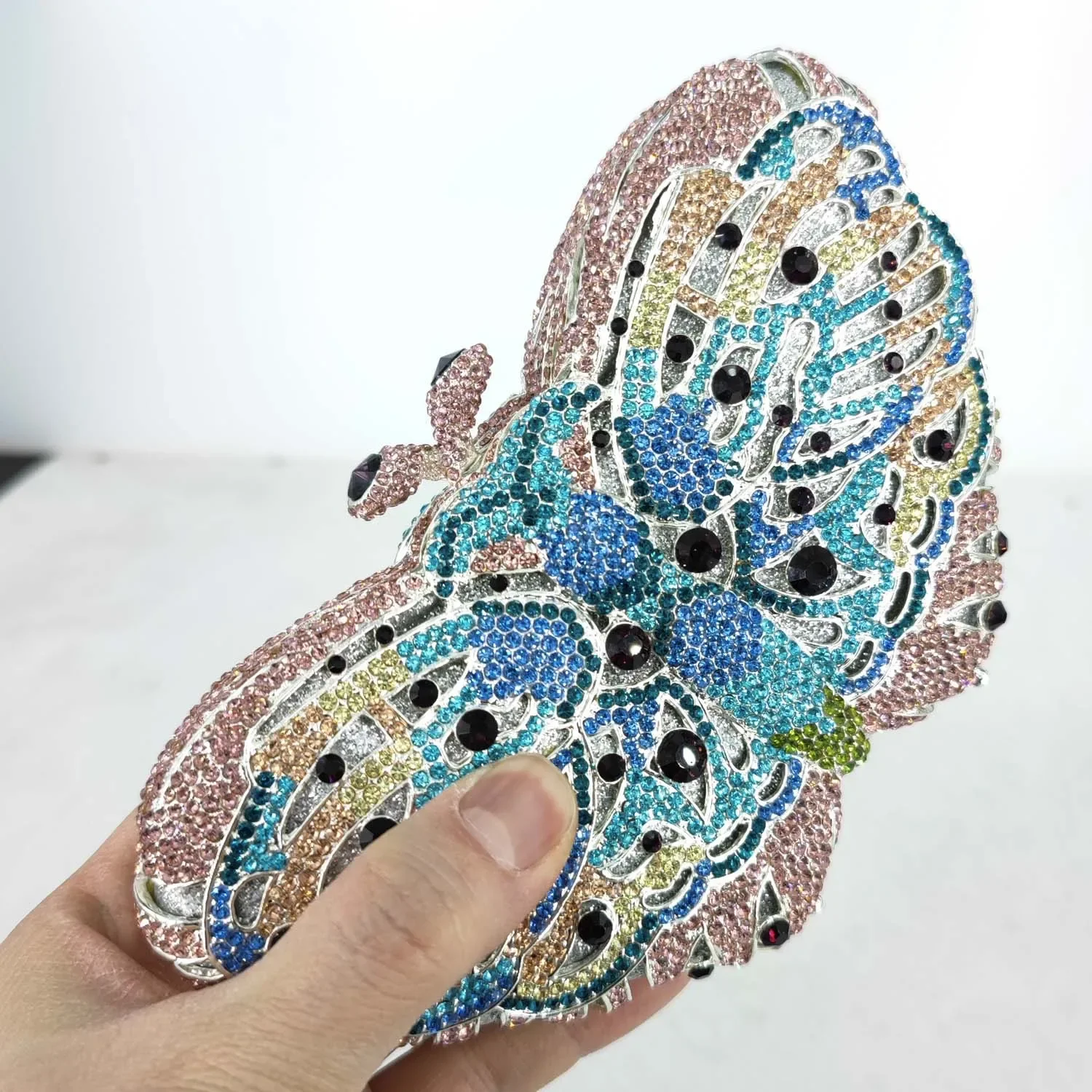 Boutique De FGG (in stock) Women Butterfly Clutch Crystal Evening Bags Party Purses Cocktail Rhinestone MInaudiere Handbags