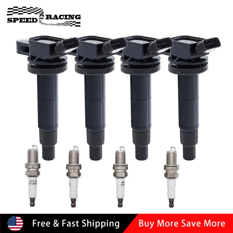 

90919-02244 ADT314111 IC463 IC465 4 шт. свечи зажигания и 4 шт. пакеты катушек зажигания для Toyota Camry L4 2.4L 2009-2010 гибридный черный